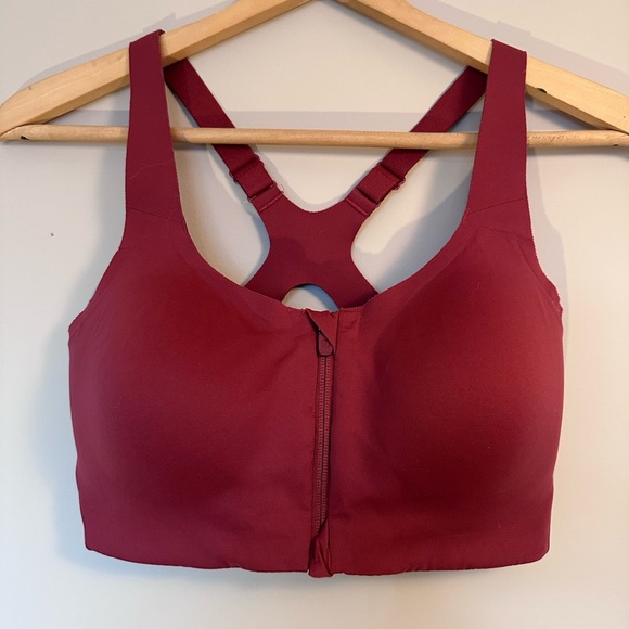 Enlite Front-Zip Bra High Support, A–DDD(E) Cups 32DD Burgundy - Picture 4 of 5